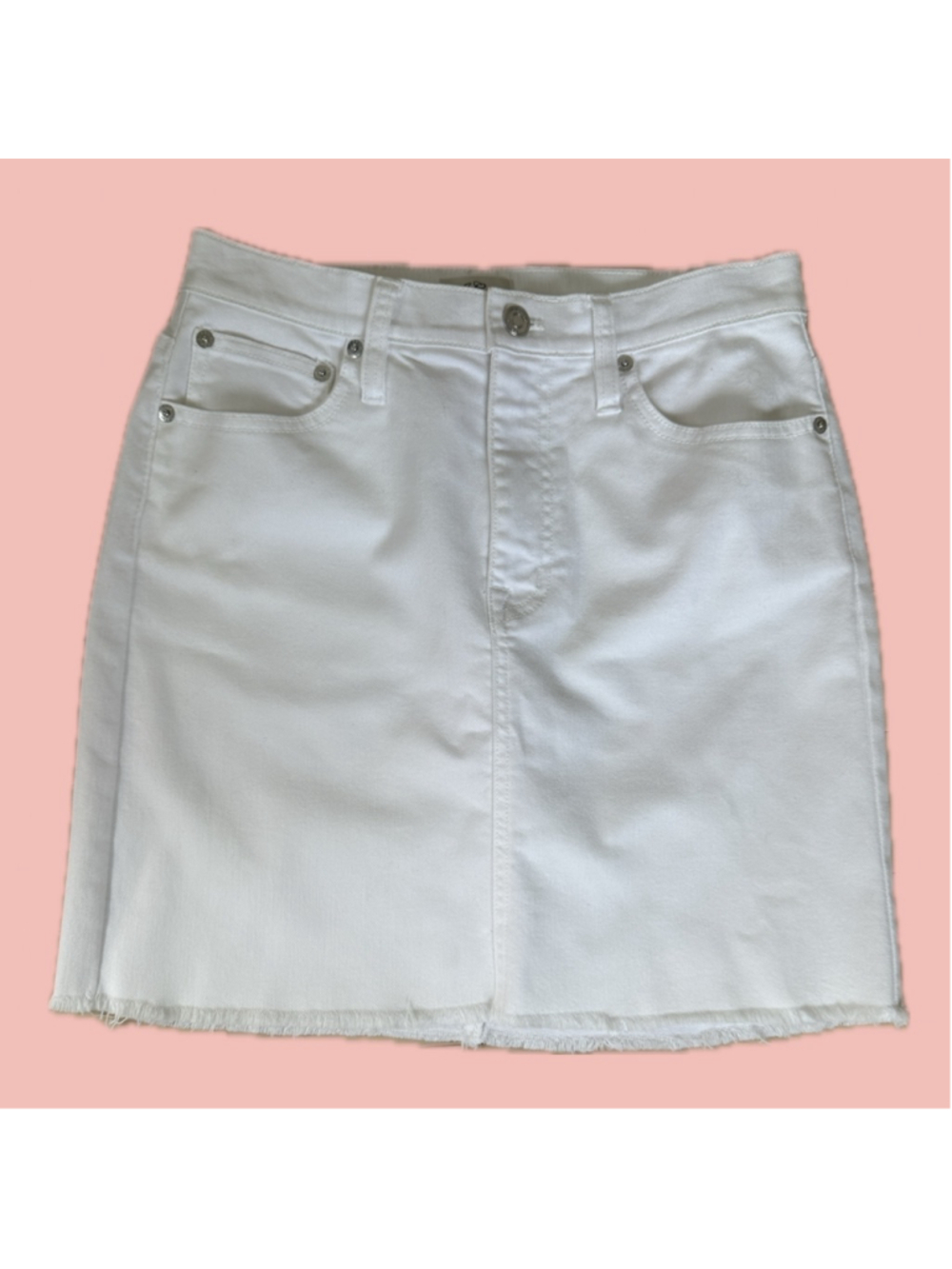 J.Crew White Denim Mini Skirt Size 27 – Raw Hem Summer Staple
